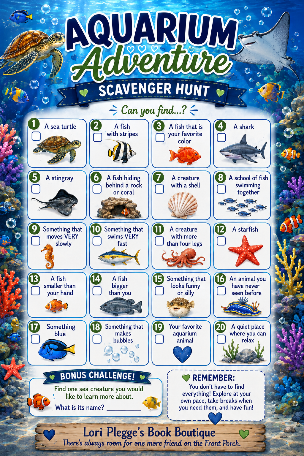 Aquarium Adventure – Underwater Scavenger Hunt | Printable Kids' Activity