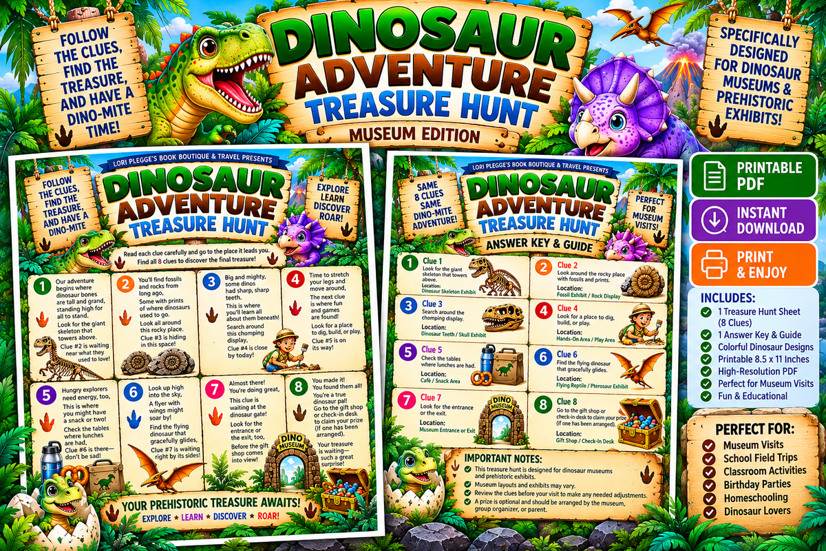 Dinosaur Adventure Printable Museum Treasure Hunt 🦖🦕