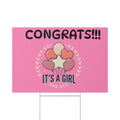 Baby - Lawn Sign - It's a Girl  – Pink Congrats Baby Shower Yard Sign with Balloons