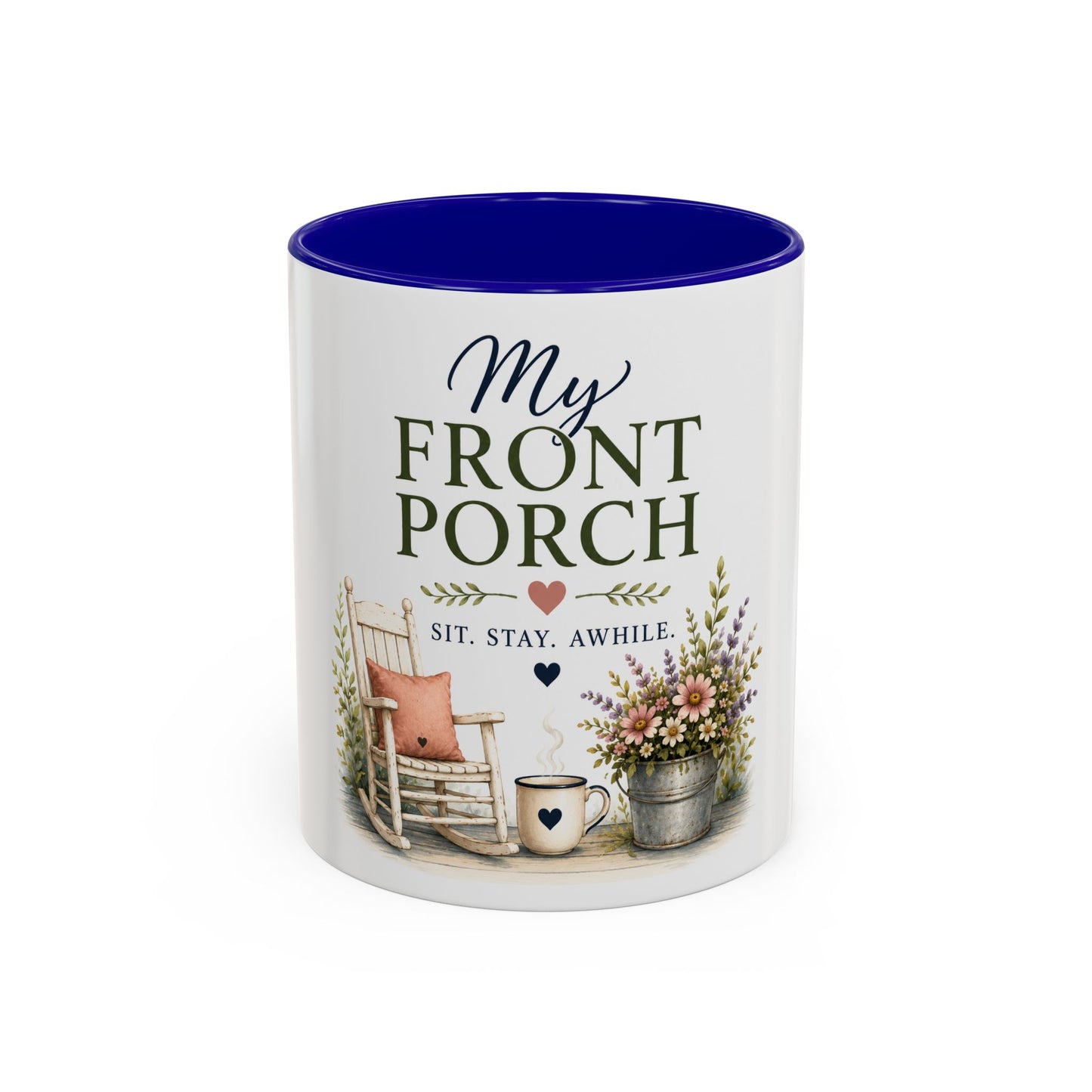 Lori's Front Porch Mug — Cozy Rustic Porch Scene Accent Coffee Cup (11oz/15oz)