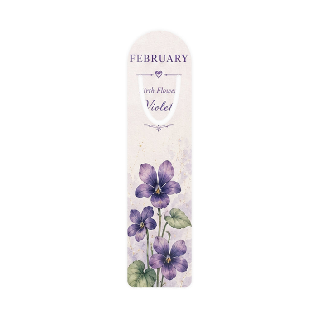 Bookmark (b) - February Violet Floral – Birth Flower Metal Bookmark