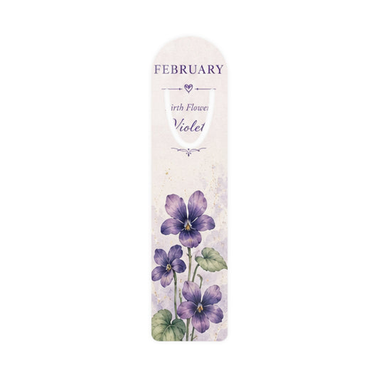 Bookmark (b) - February Violet Floral – Birth Flower Metal Bookmark