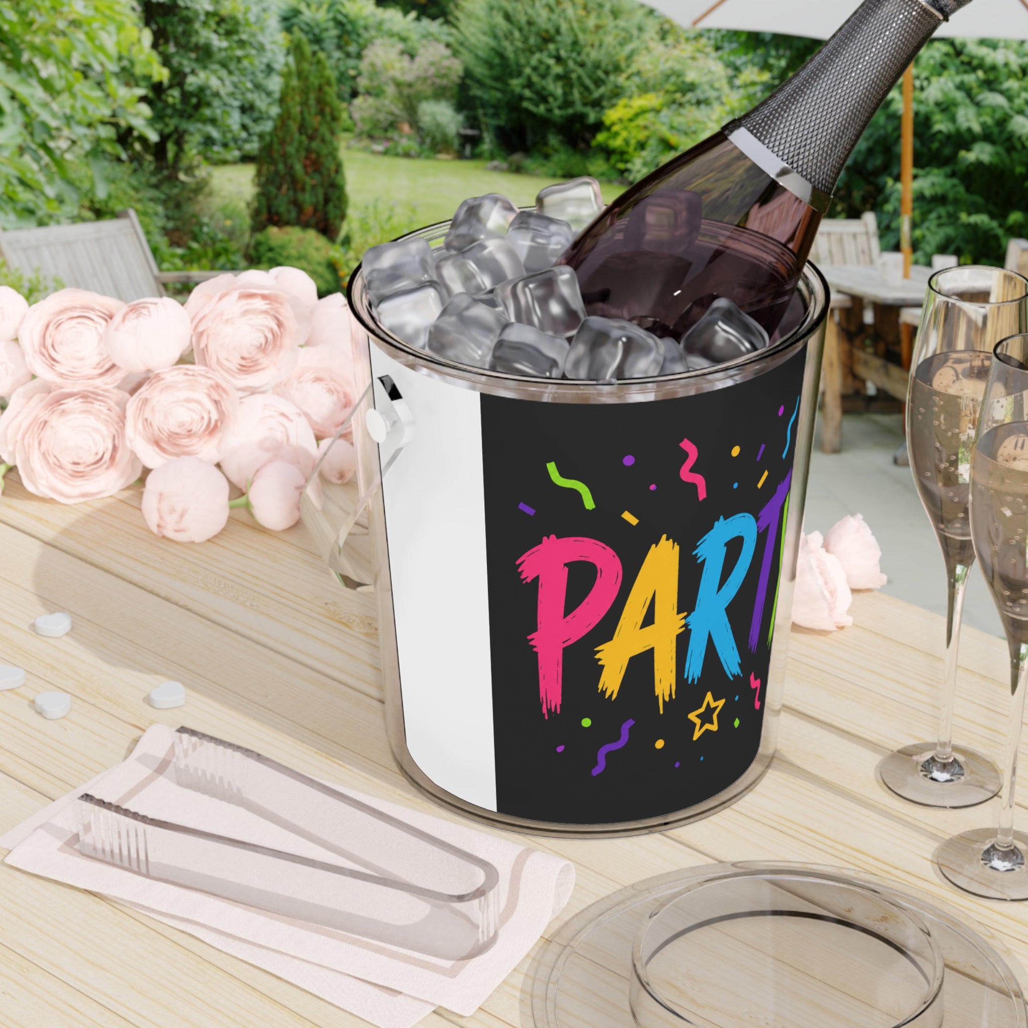 Great Ideas for Special Occasions January - December - Party Ice Bucket with Tongs – Colorful Confetti Beverage Cooler