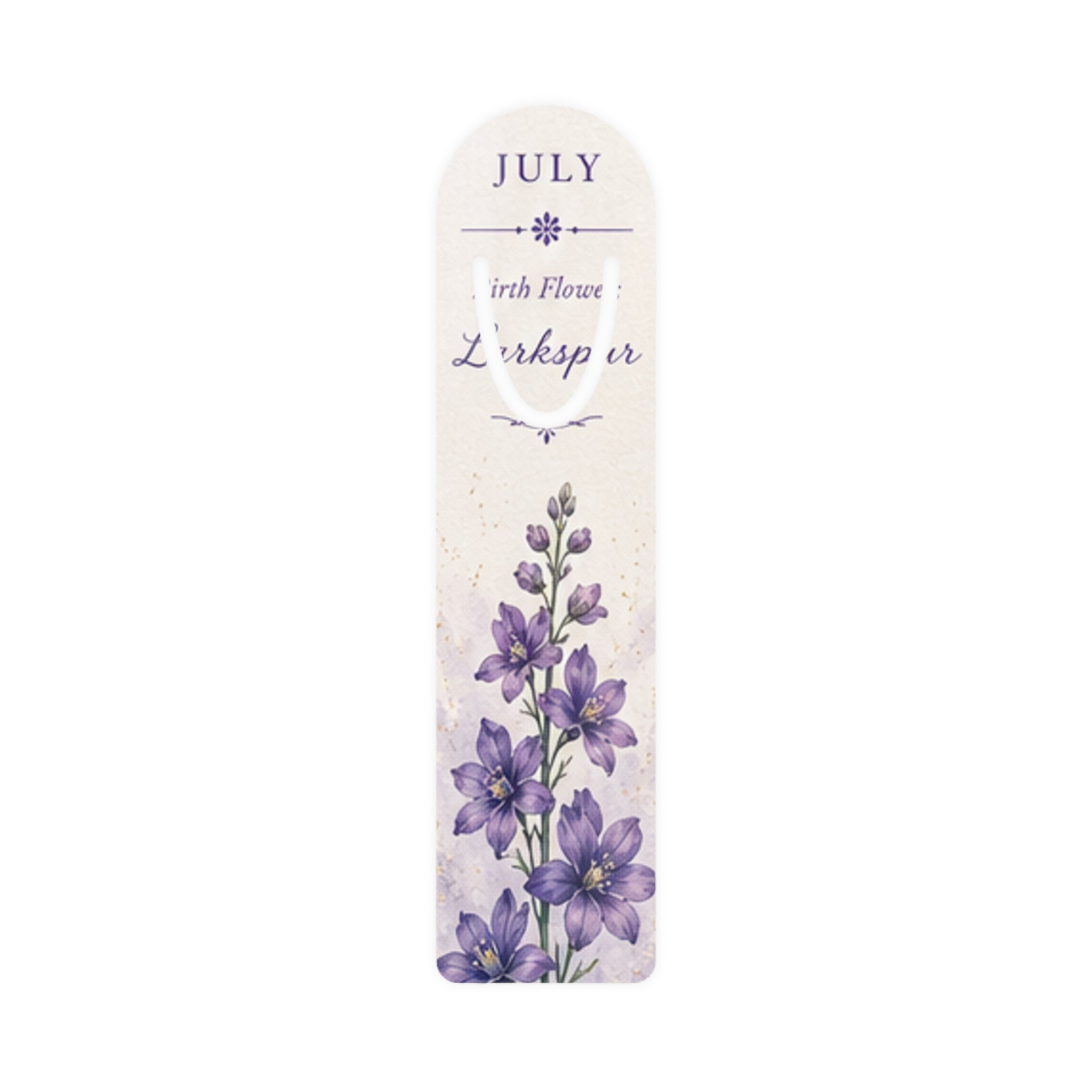Bookmark (g) - July Larkspur Floral  — Botanical Birthday Gift