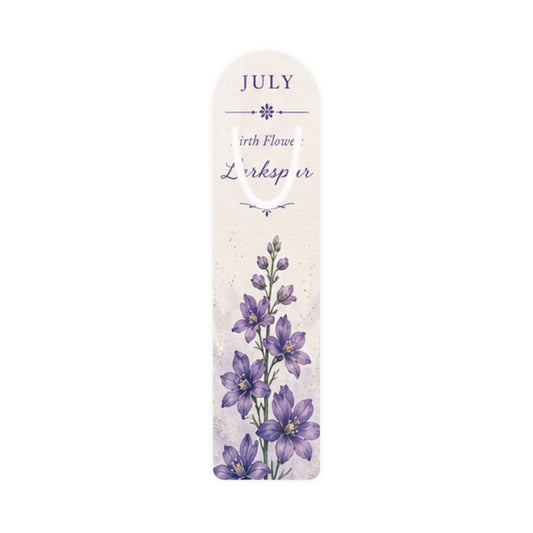 Bookmark (g) - July Larkspur Floral  — Botanical Birthday Gift