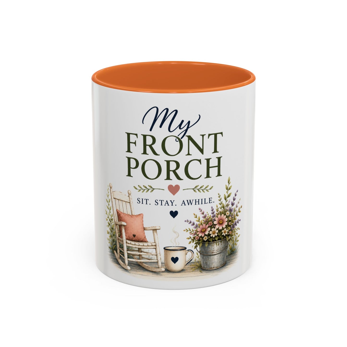 Lori's Front Porch Mug — Cozy Rustic Porch Scene Accent Coffee Cup (11oz/15oz)
