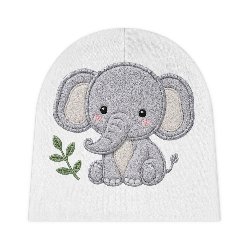 Baby Beanie - Cute Elephant  – Soft Newborn Hat with Embroidered Safari Design