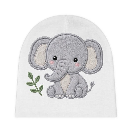 Baby Beanie - Cute Elephant  – Soft Newborn Hat with Embroidered Safari Design