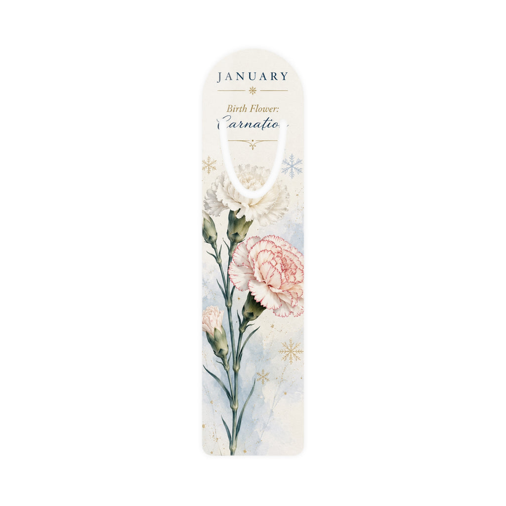 Bookmark (a) - January Carnation — Floral Birth Flower Metal Bookmark