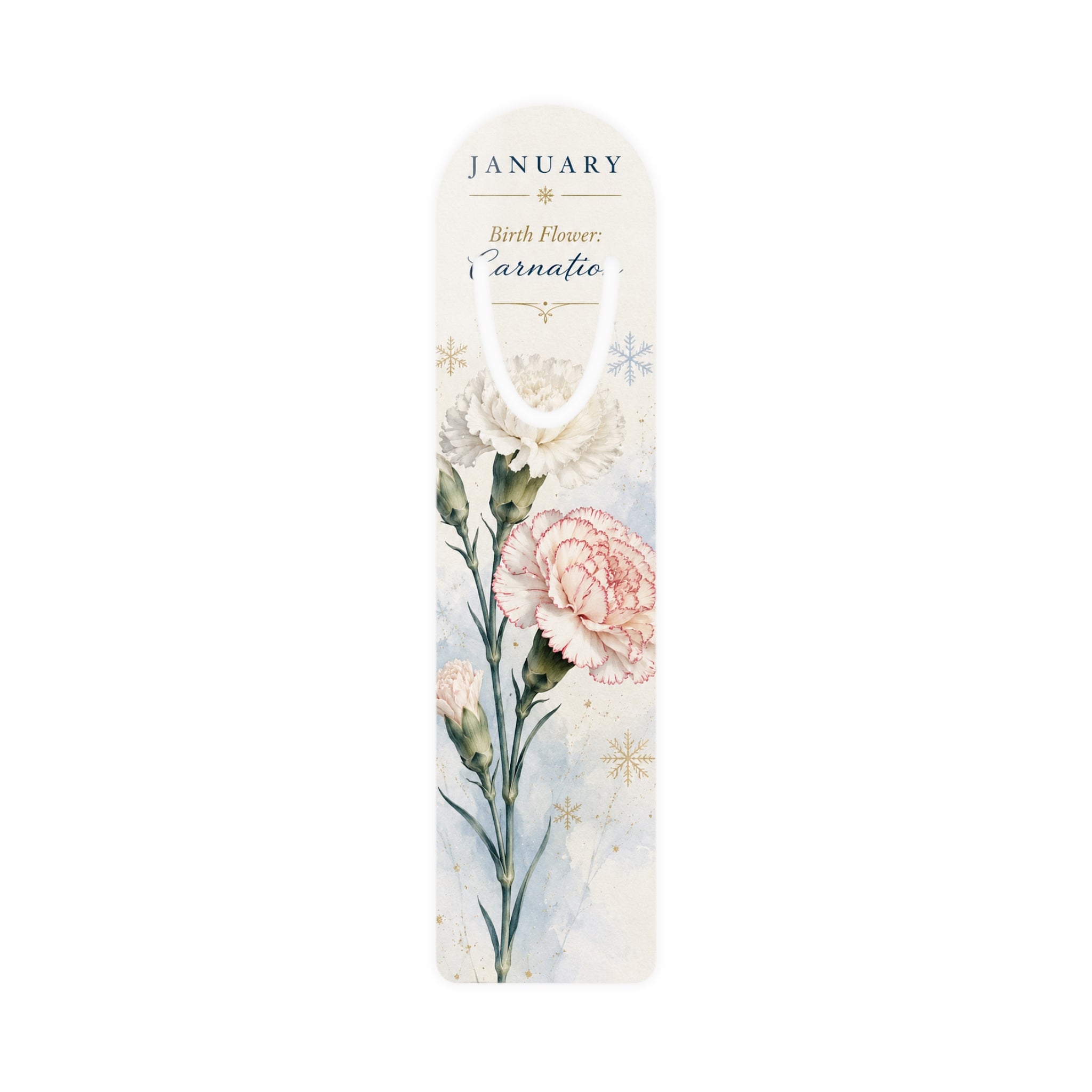 Bookmark (a) - January Carnation — Floral Birth Flower Metal Bookmark