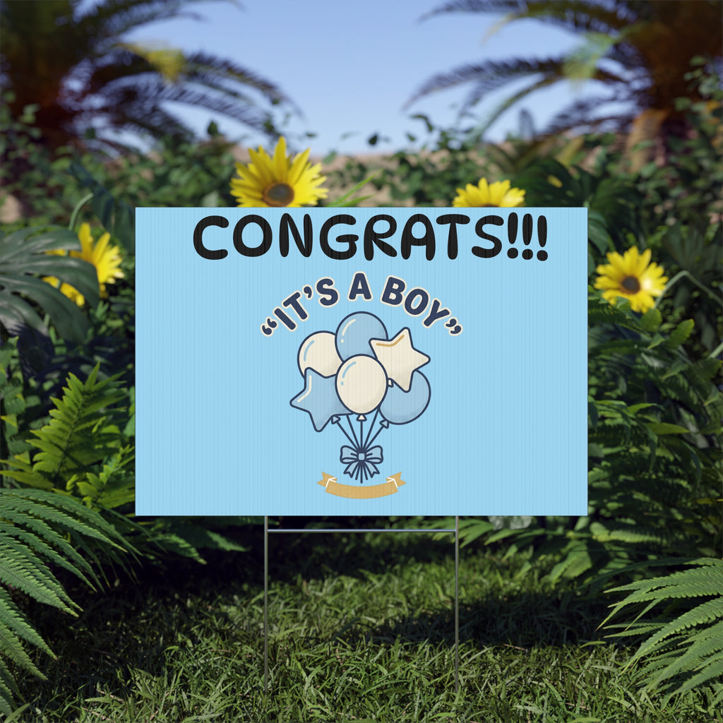 Baby - Lawn Sign - Congrats! "It's a Boy"  – Blue Baby Shower Announcement