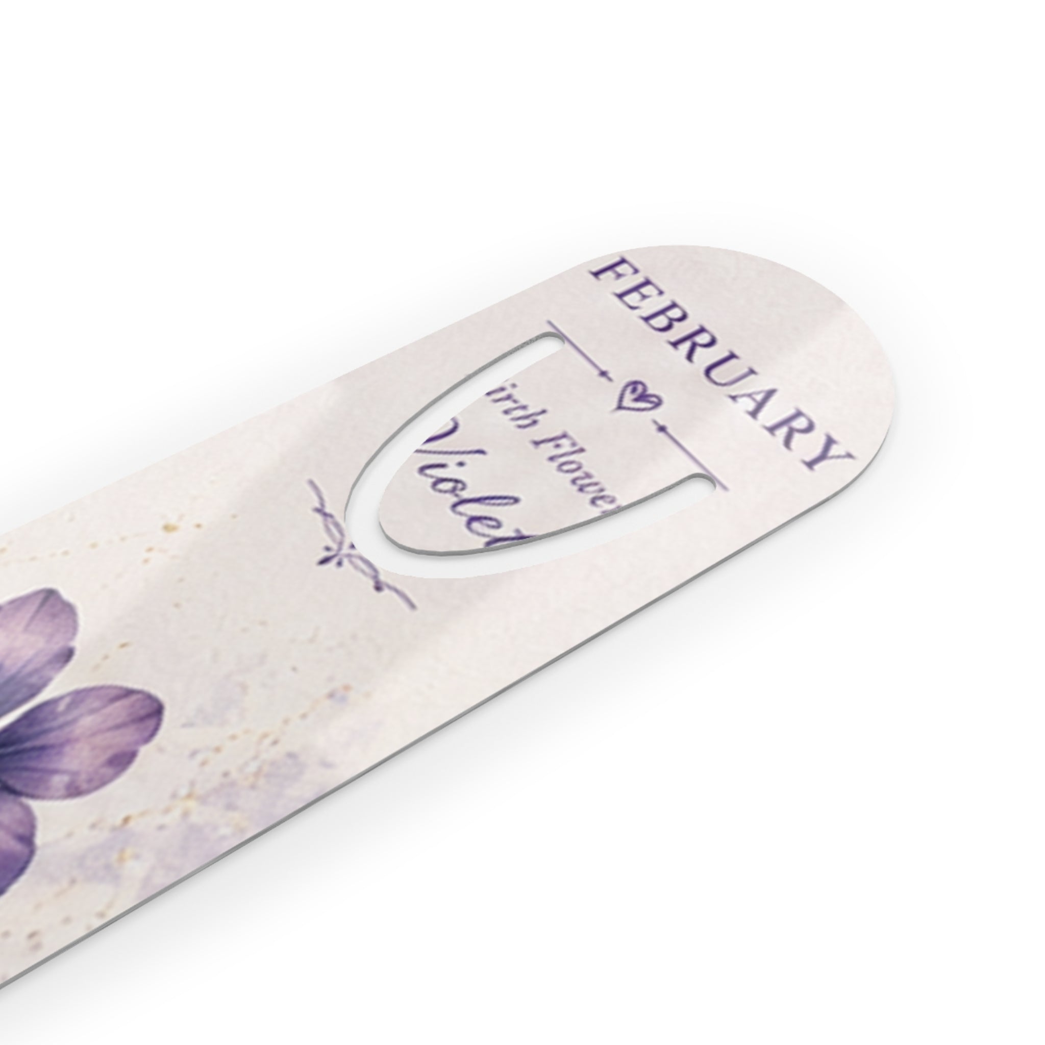 Bookmark (b) - February Violet Floral – Birth Flower Metal Bookmark