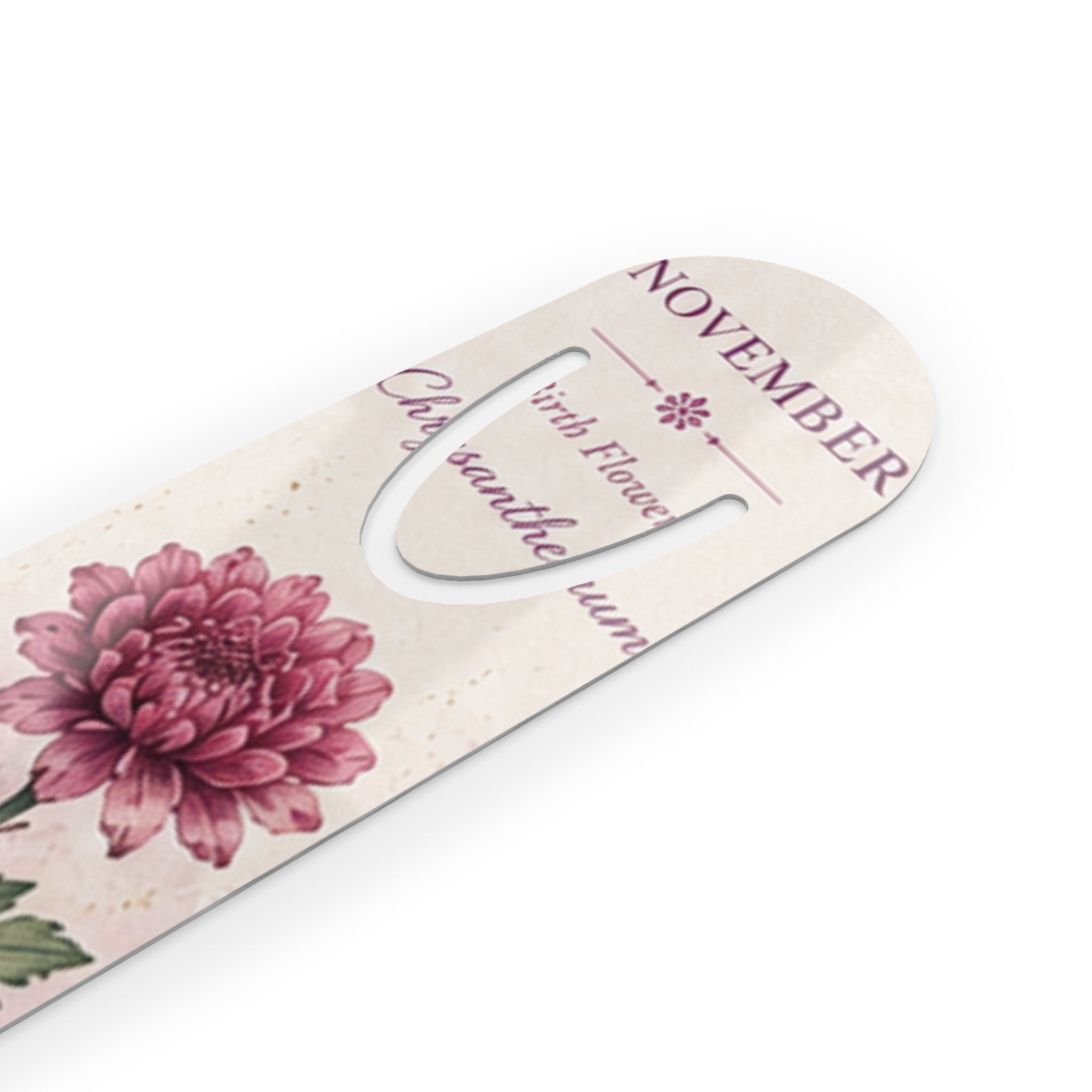 Bookmark (k) - November Chrysanthemum — Floral Birth Month Metal Bookmark