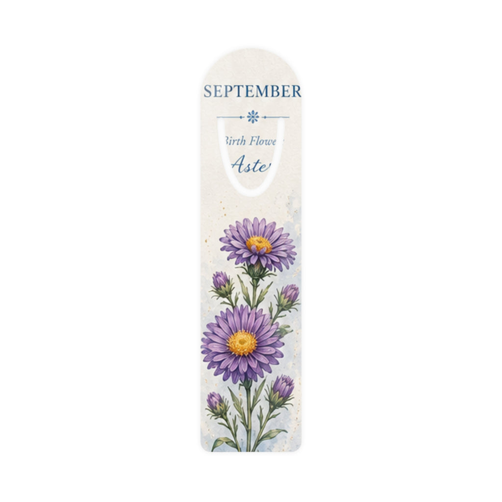 Bookmark (i) September Aster  – Floral Birth Month Metal Bookmark