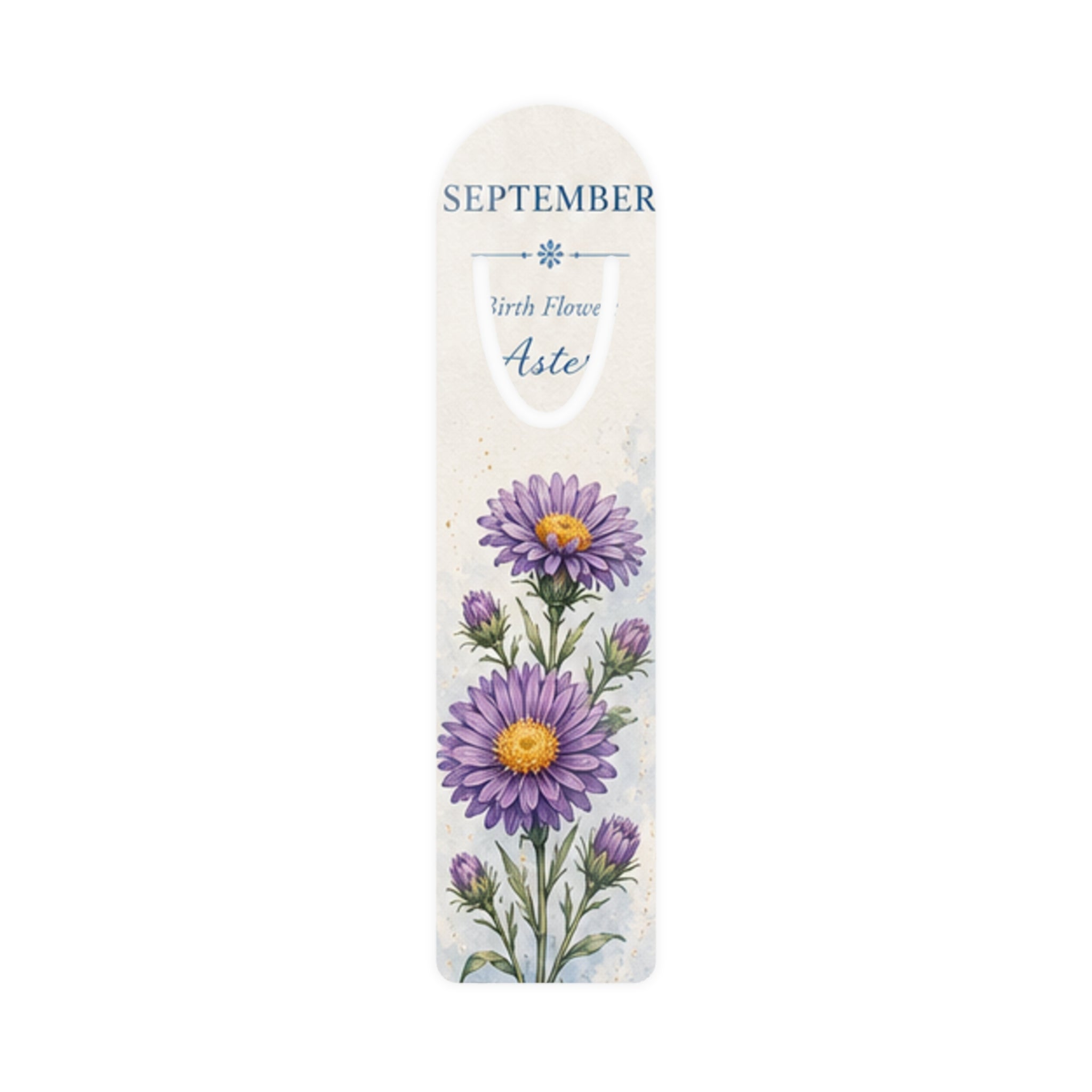 Bookmark (i) September Aster  – Floral Birth Month Metal Bookmark
