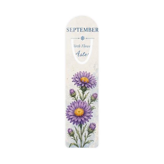 Bookmark (i) September Aster  – Floral Birth Month Metal Bookmark