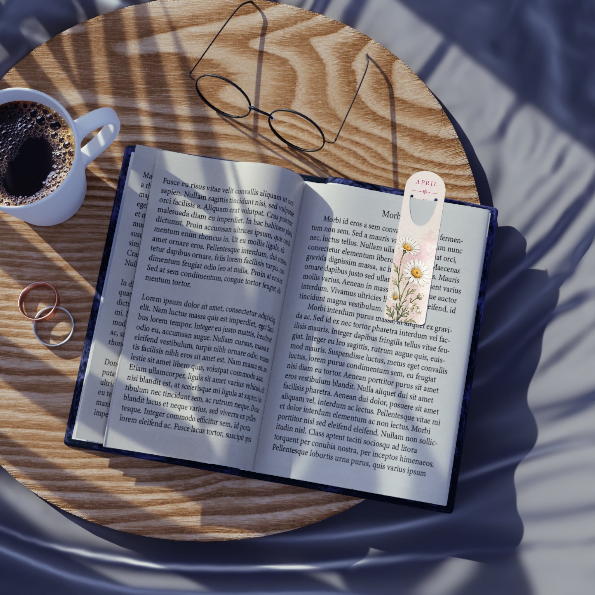 Bookmark (d) – April Birth Flower - Metal Bookmark with Floral Illustration