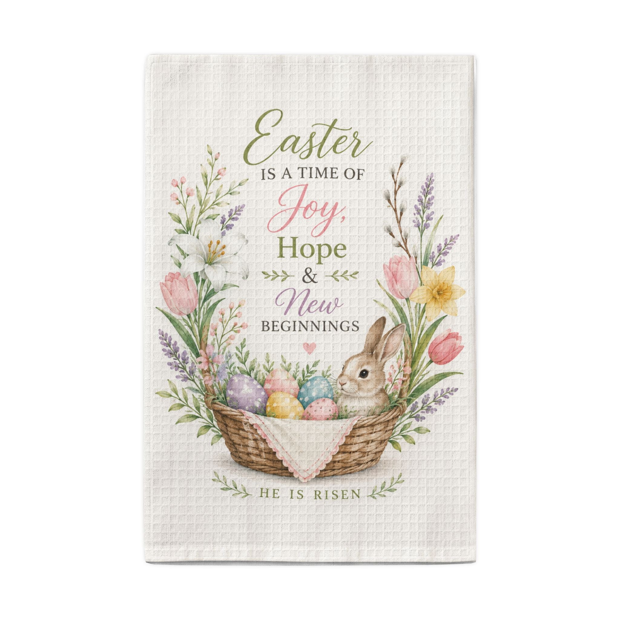 Great Ideas for Special Occasions January - December - Easter Bunny Basket Waffle Weave Kitchen Towel — "Easter is a Time of Joy, Hope & New Beginnings"