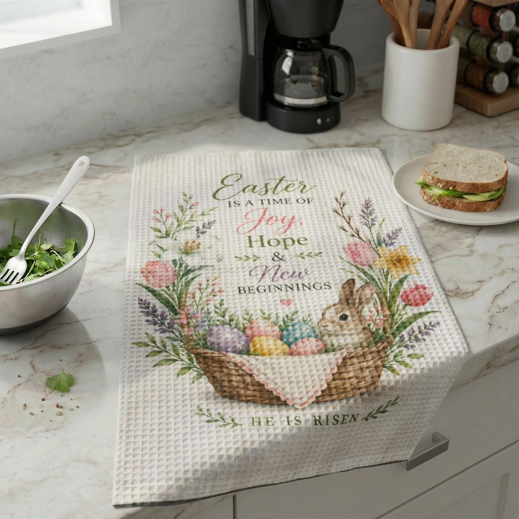 Great Ideas for Special Occasions January - December - Easter Bunny Basket Waffle Weave Kitchen Towel — "Easter is a Time of Joy, Hope & New Beginnings"