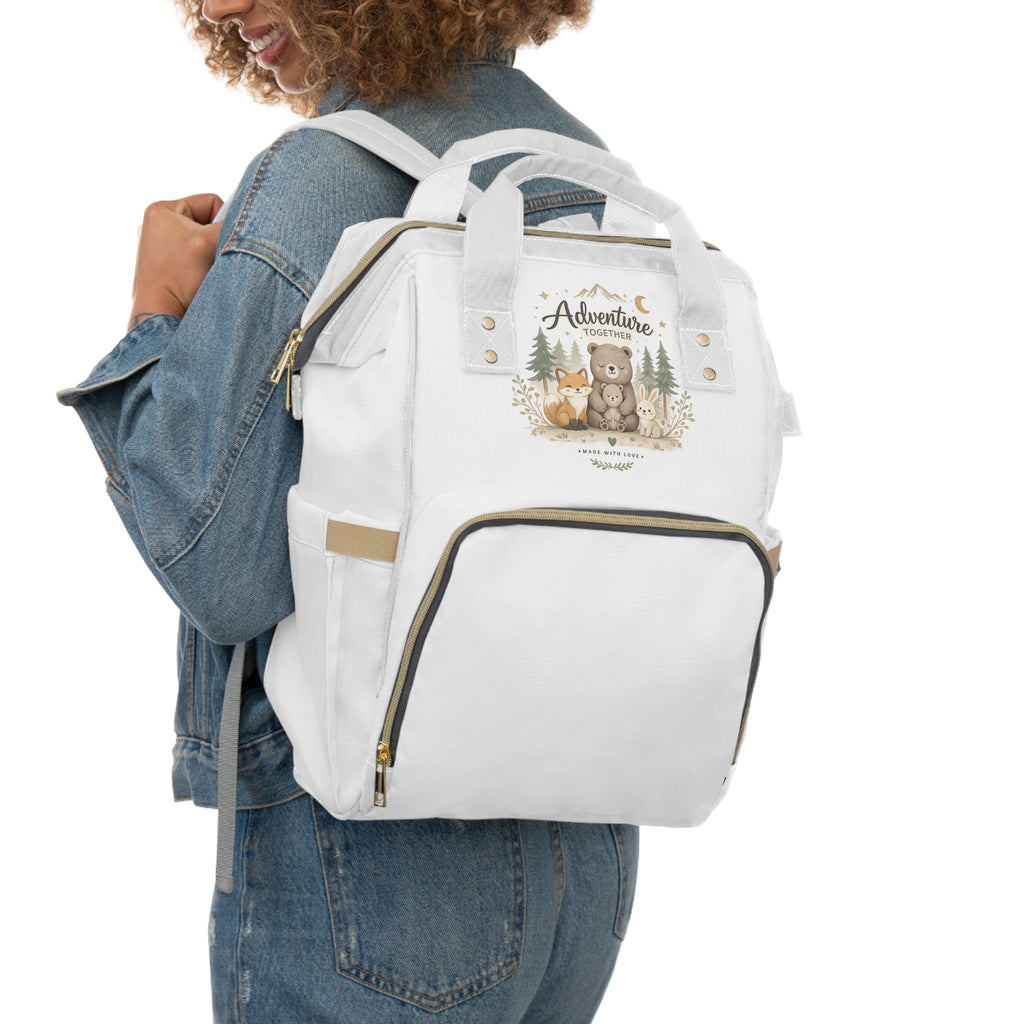 Baby Diaper Backpack — Cute Woodland Bear & Fox Nursery Bag