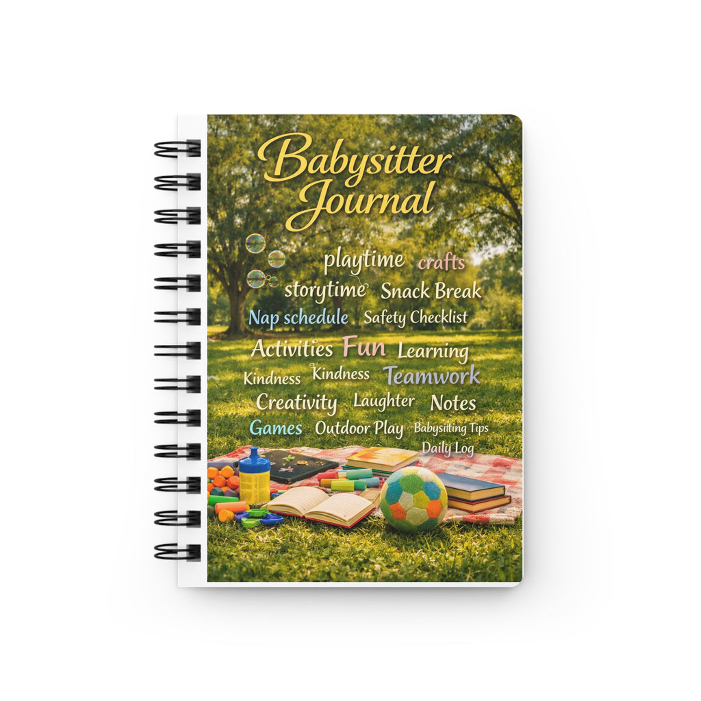 Babysitter Handbook Spiral Journal — Cute Retro Kids Care Notebook for Babysitting Notes & Childcare Tips
