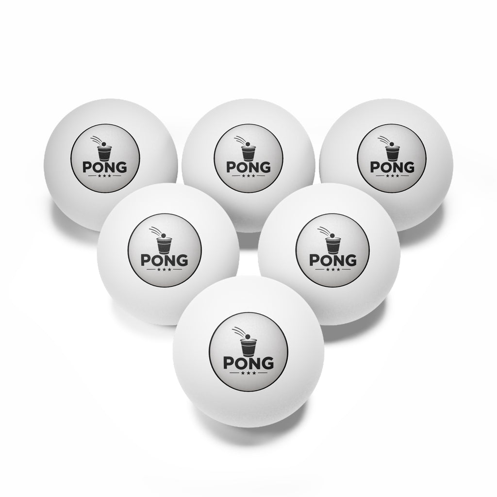 Great Ideas for Special Occasions January - December Beer Pong Balls (6-Pack) — Printed 'PONG' Logo Party Ping Pong Balls