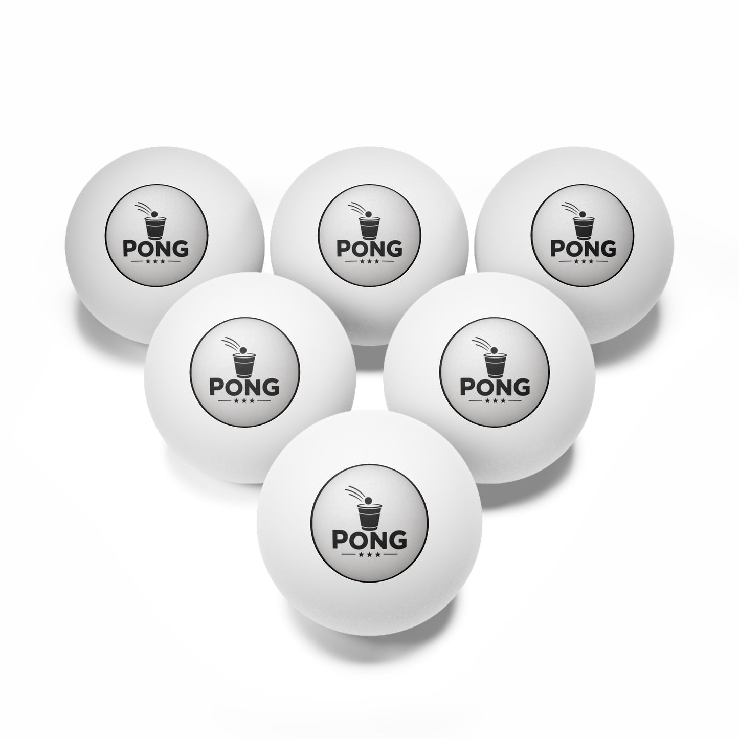 Great Ideas for Special Occasions January - December Beer Pong Balls (6-Pack) — Printed 'PONG' Logo Party Ping Pong Balls