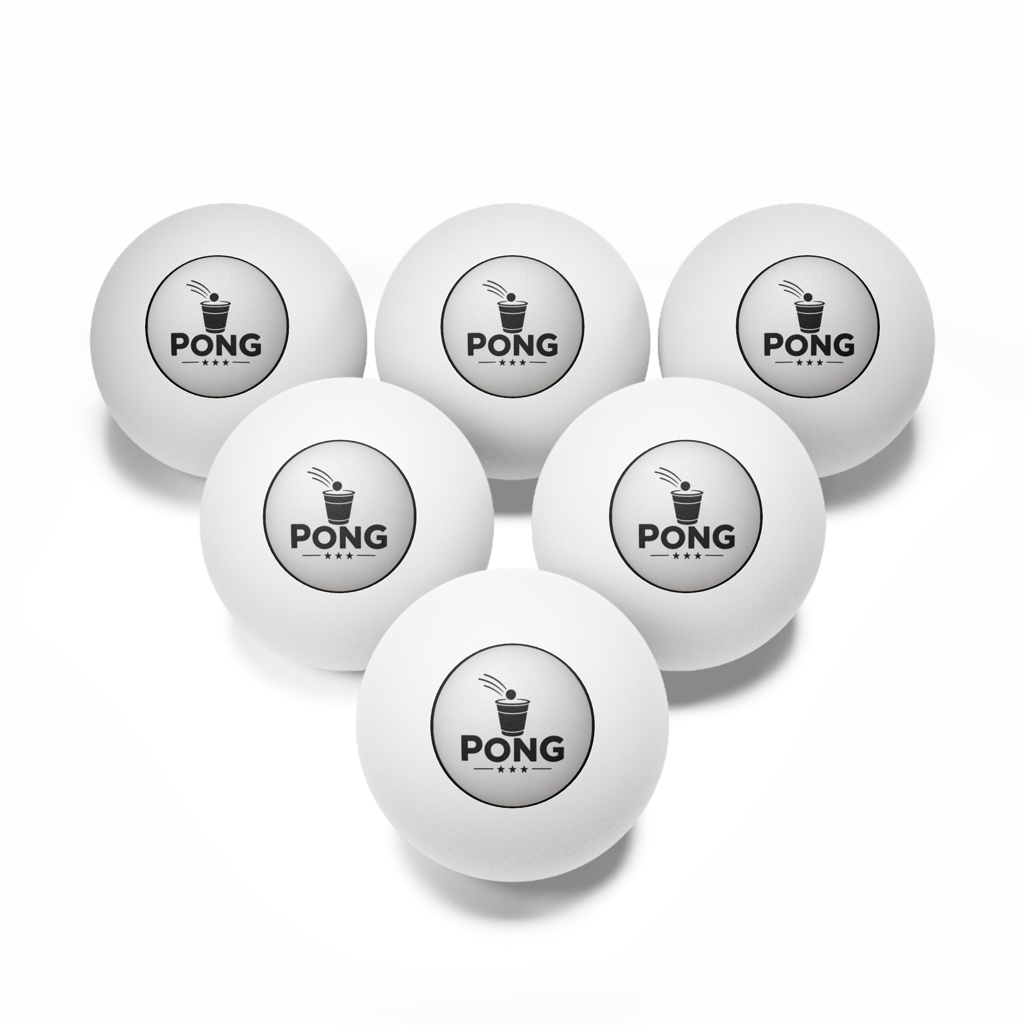 Great Ideas for Special Occasions January - December Beer Pong Balls (6-Pack) — Printed 'PONG' Logo Party Ping Pong Balls