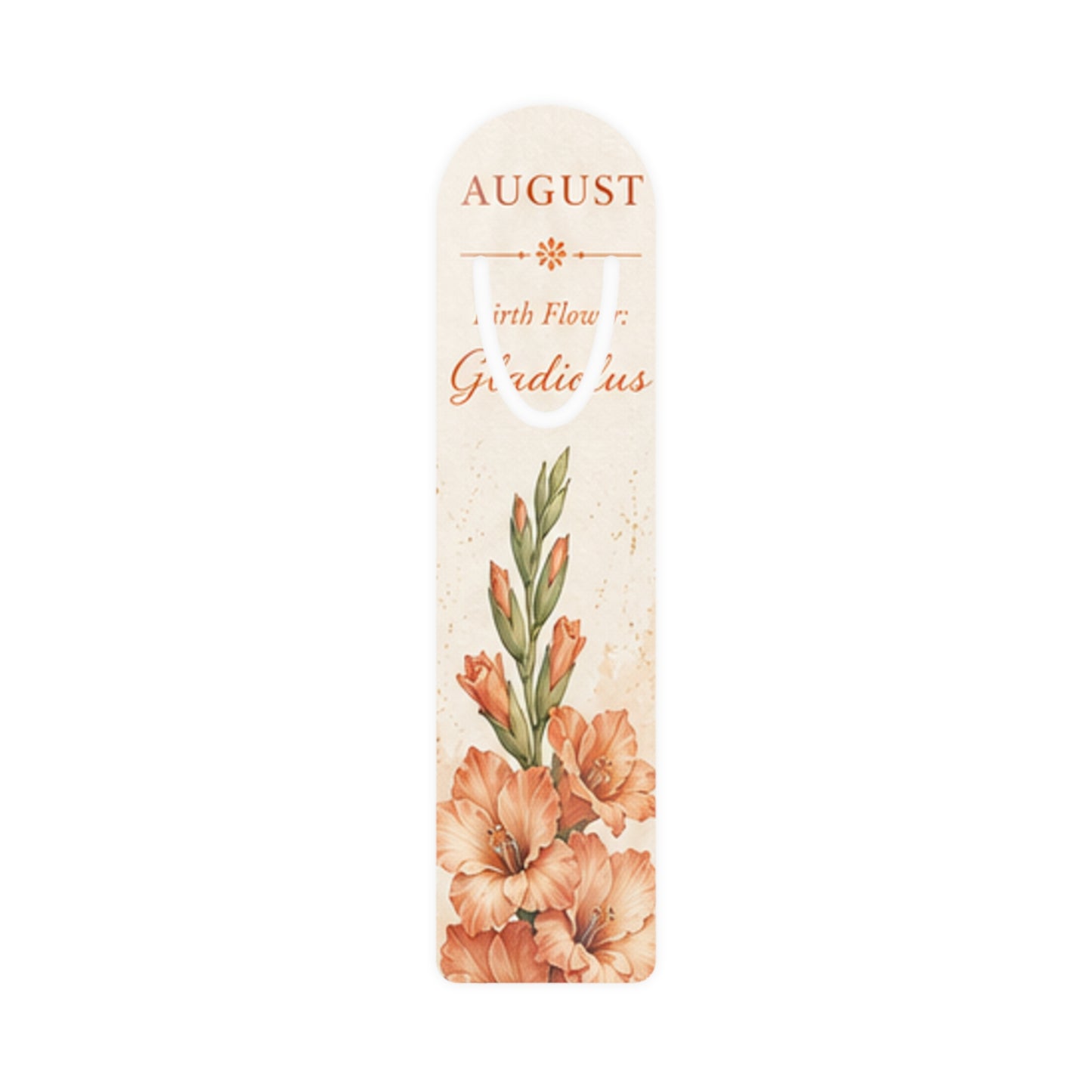 Bookmark (h) - August Birth Flower Gladiolus  — Floral Metal Page Marker