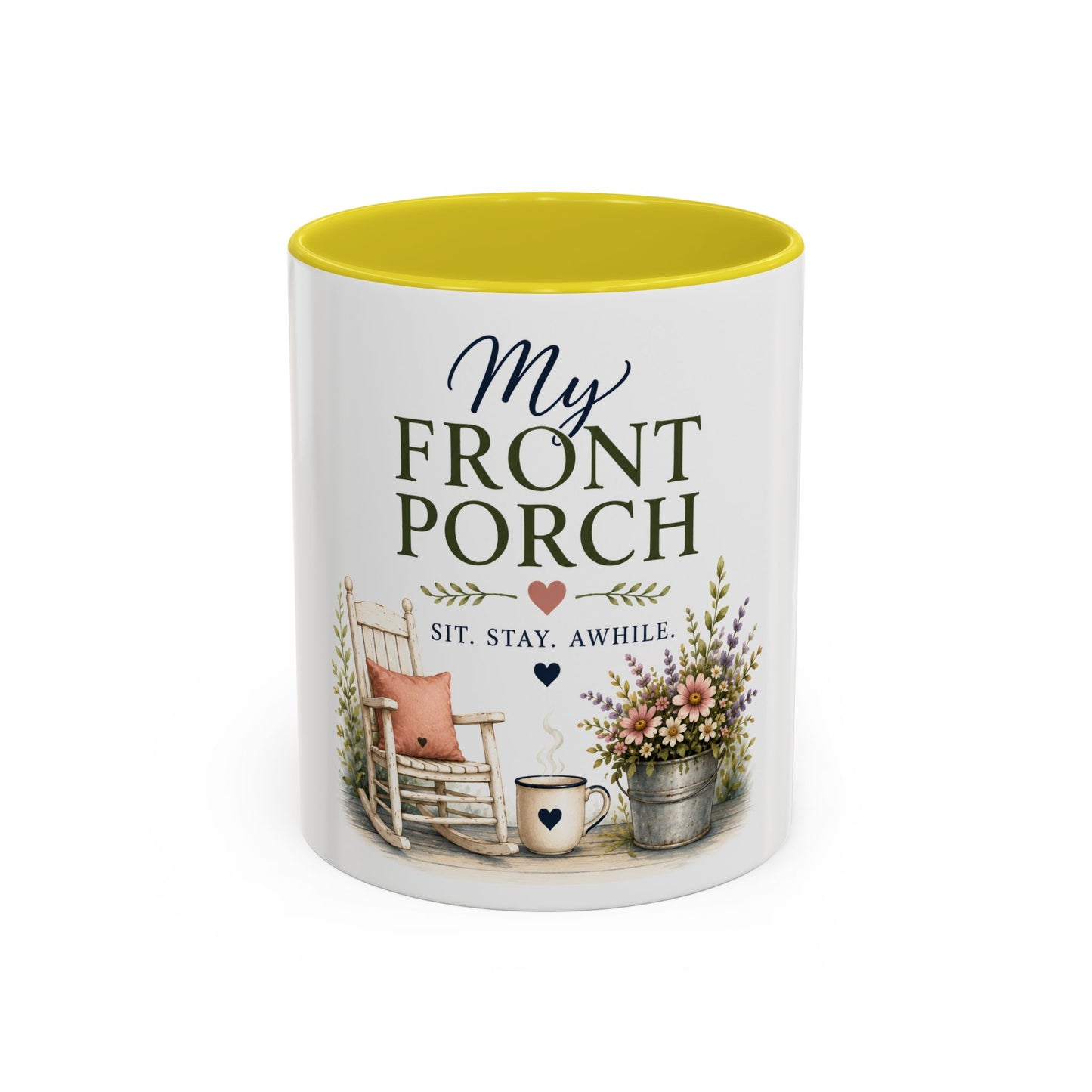 Lori's Front Porch Mug — Cozy Rustic Porch Scene Accent Coffee Cup (11oz/15oz)