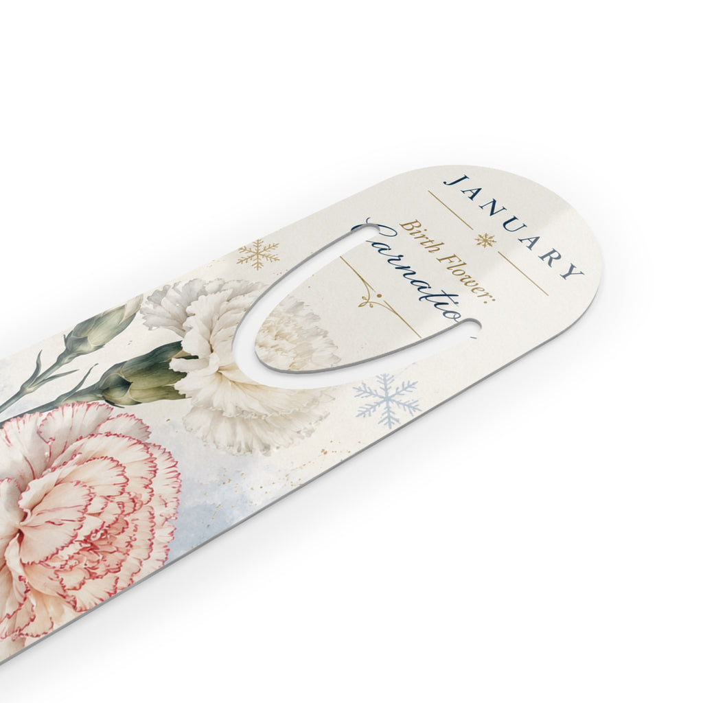 Bookmark (a) - January Carnation — Floral Birth Flower Metal Bookmark