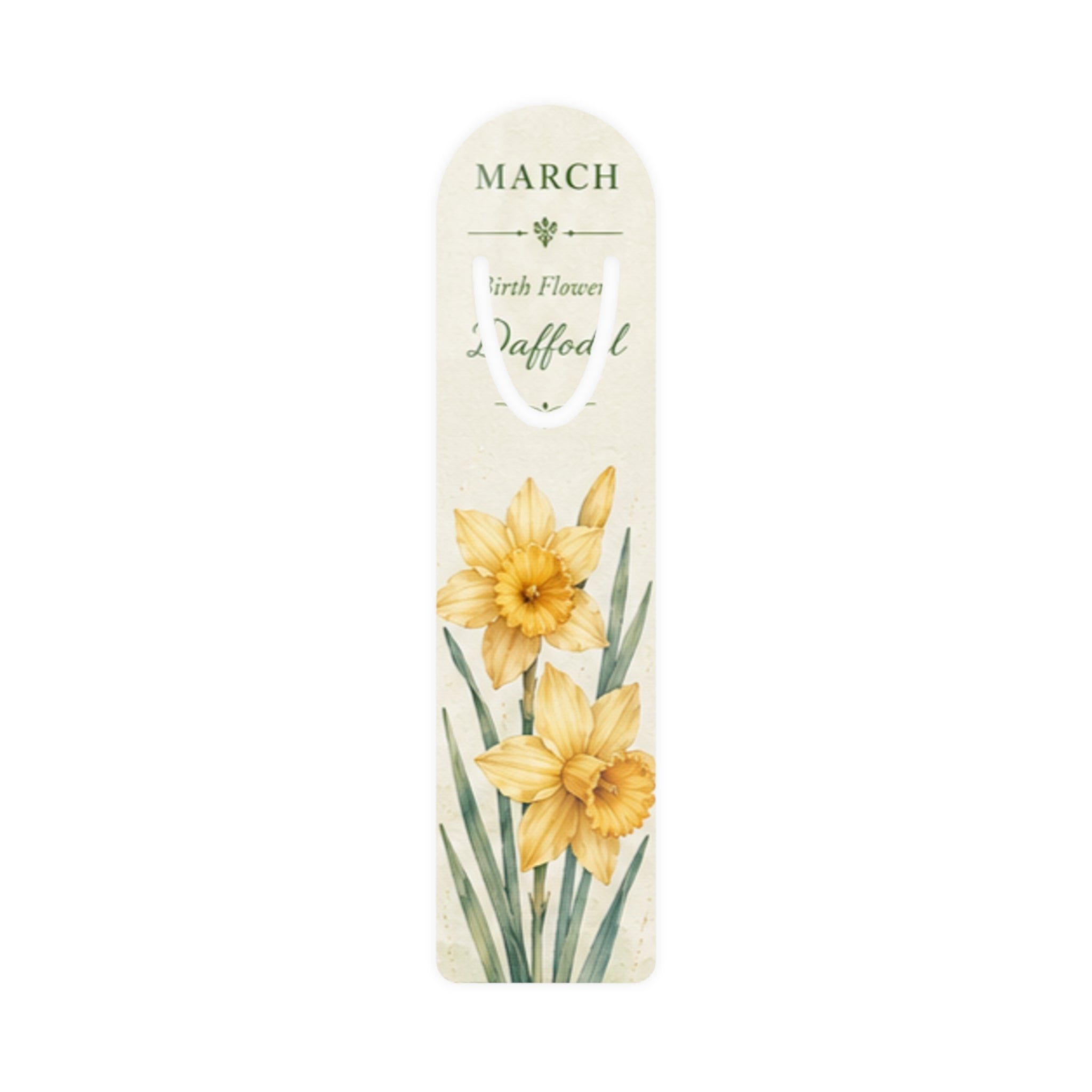 Bookmark (c) Daffodil March  — Botanical Metal Bookmark with Yellow Daffodil Design