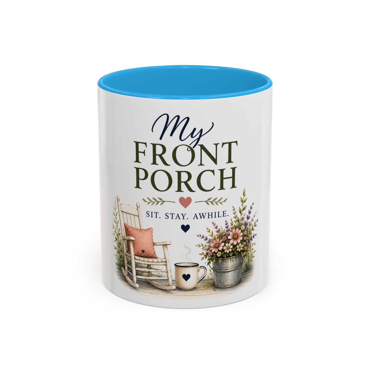 Lori's Front Porch Mug — Cozy Rustic Porch Scene Accent Coffee Cup (11oz/15oz)