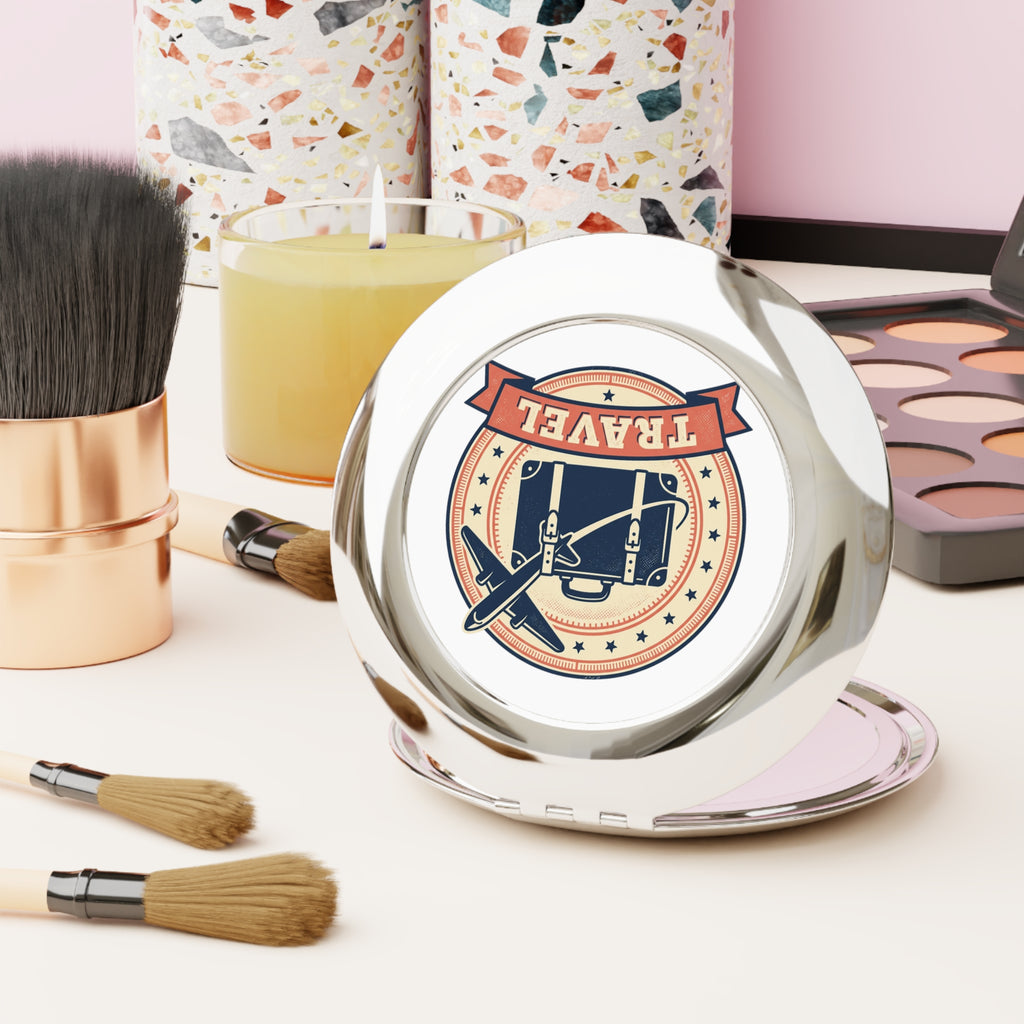 How to Become a House Sitter - Travel Compact Mirror — Vintage Luggage & Plane Design