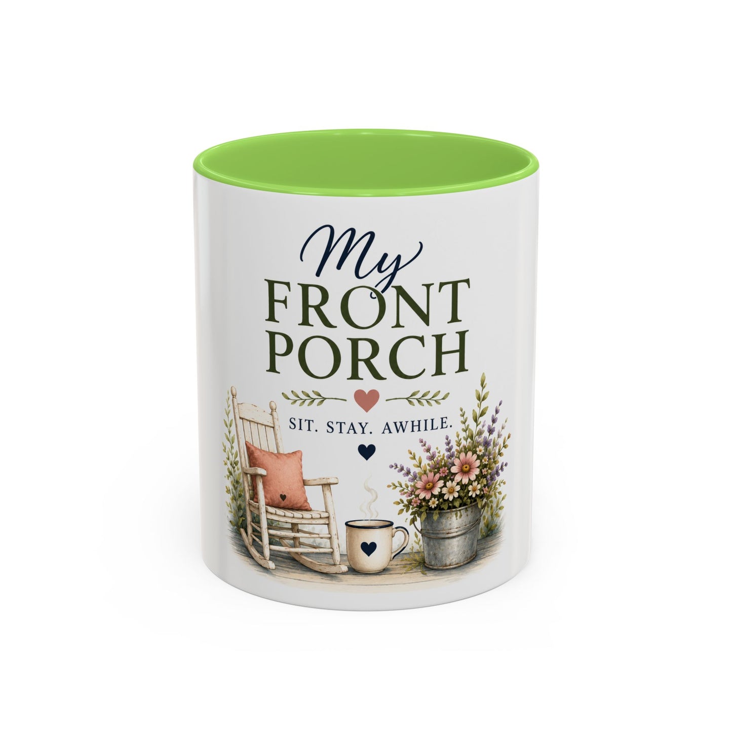 Lori's Front Porch Mug — Cozy Rustic Porch Scene Accent Coffee Cup (11oz/15oz)
