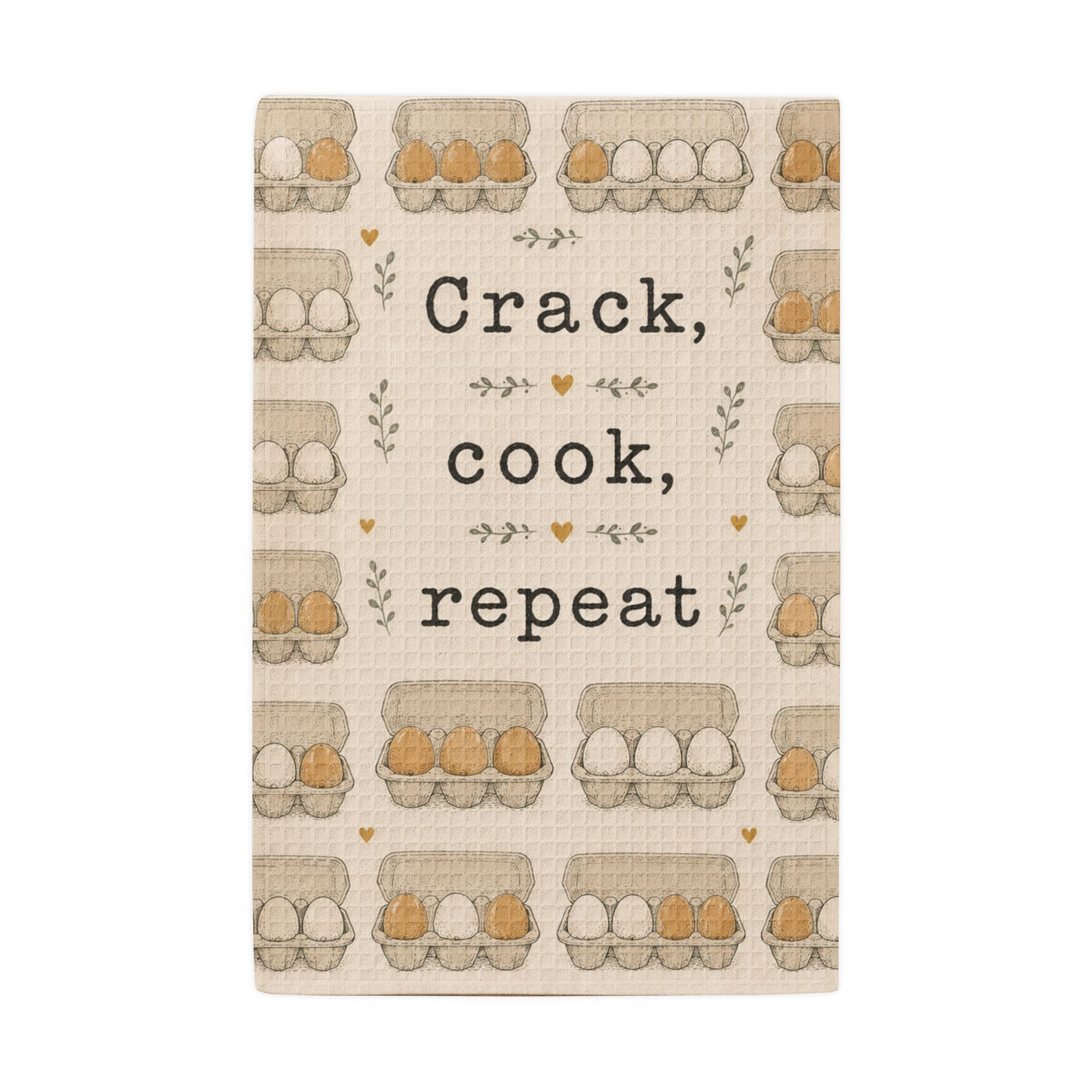 201 Ways to Fix an Egg - "Crack, Cook, Repeat" Waffle Weave Kitchen Towel
