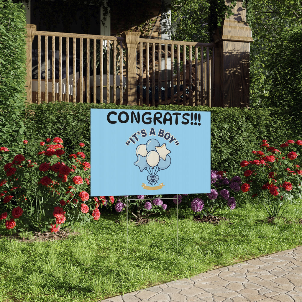 Baby - Lawn Sign - Congrats! "It's a Boy"  – Blue Baby Shower Announcement