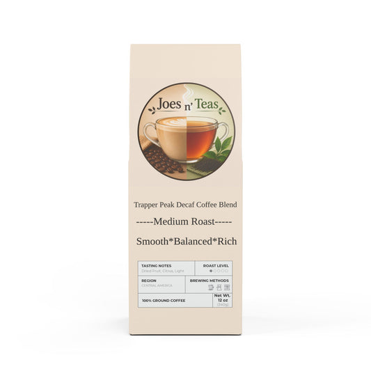 Joes N' Teas Coffee - Trapper Peak Decaf Coffee Blend (Medium Roast)