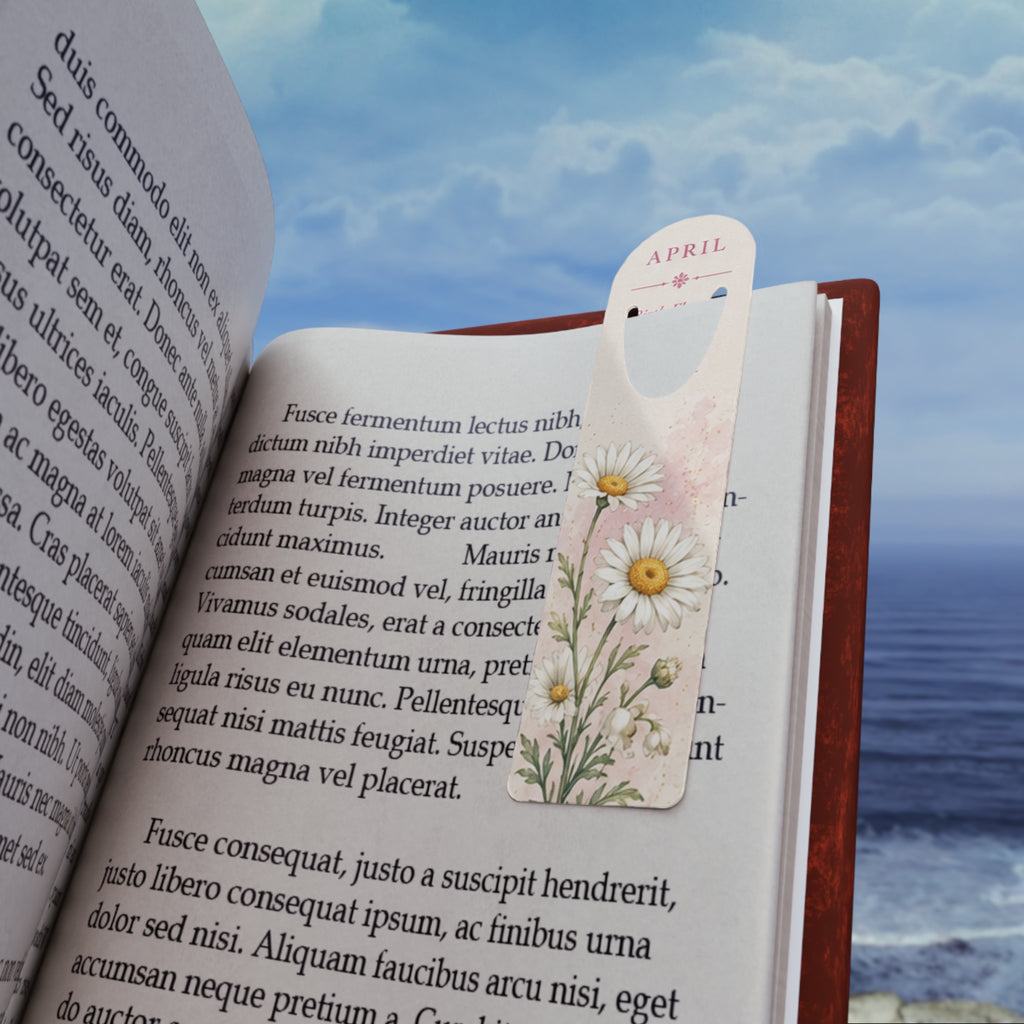 Bookmark (d) – April Birth Flower - Metal Bookmark with Floral Illustration