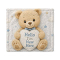 Baby Lovey Blanket - "Hello I'm New Here" Plush Bear Security Blanket for Newborns & Baby Shower Gift