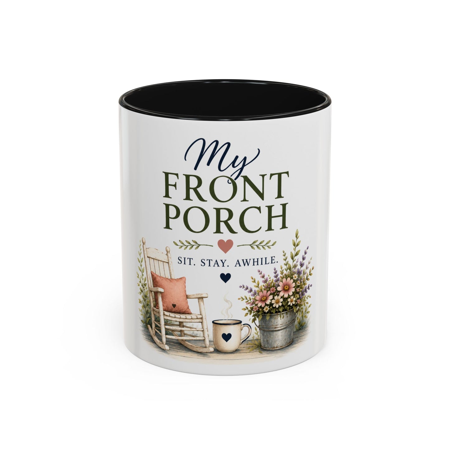 Lori's Front Porch Mug — Cozy Rustic Porch Scene Accent Coffee Cup (11oz/15oz)