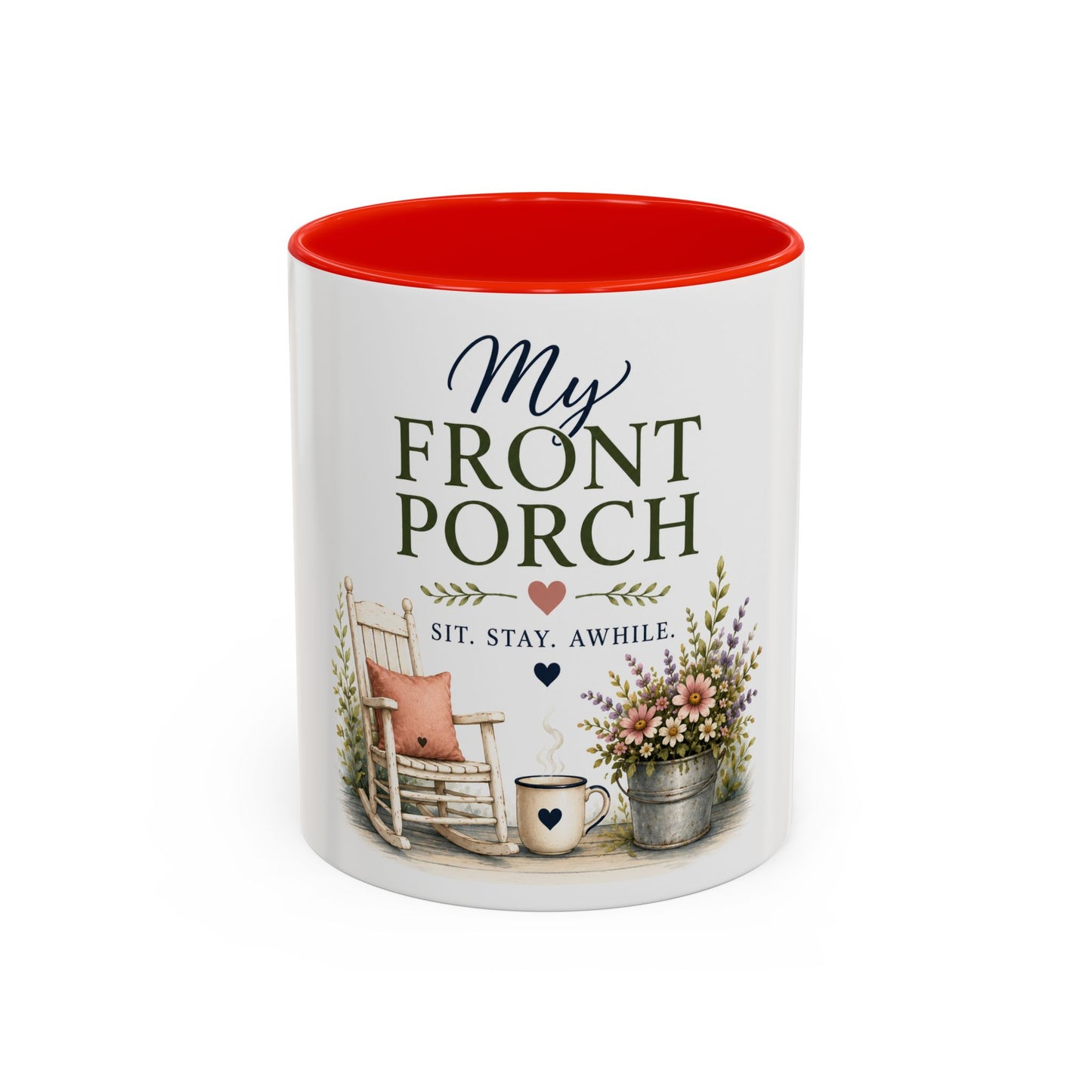 Lori's Front Porch Mug — Cozy Rustic Porch Scene Accent Coffee Cup (11oz/15oz)
