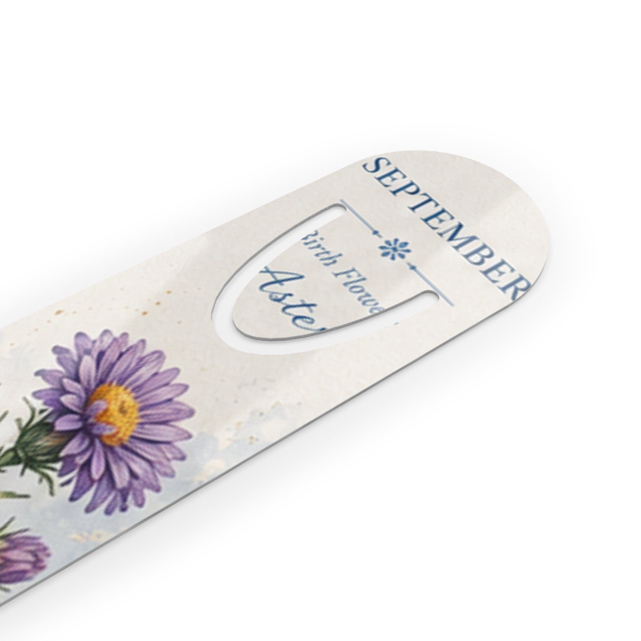 Bookmark (i) September Aster  – Floral Birth Month Metal Bookmark