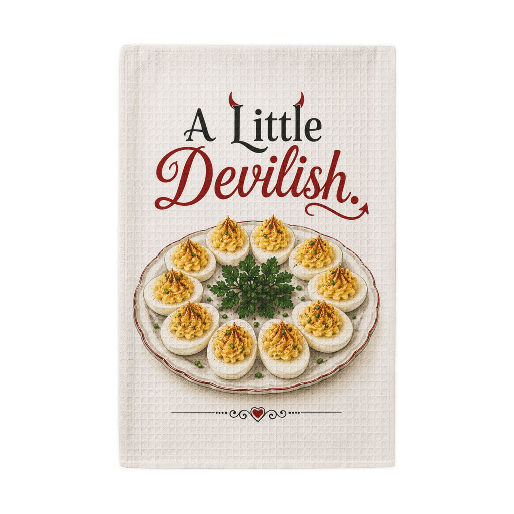 201 Ways to Fix an Egg - "A Little Devilish" Deviled Eggs Waffle Weave Tea Towel