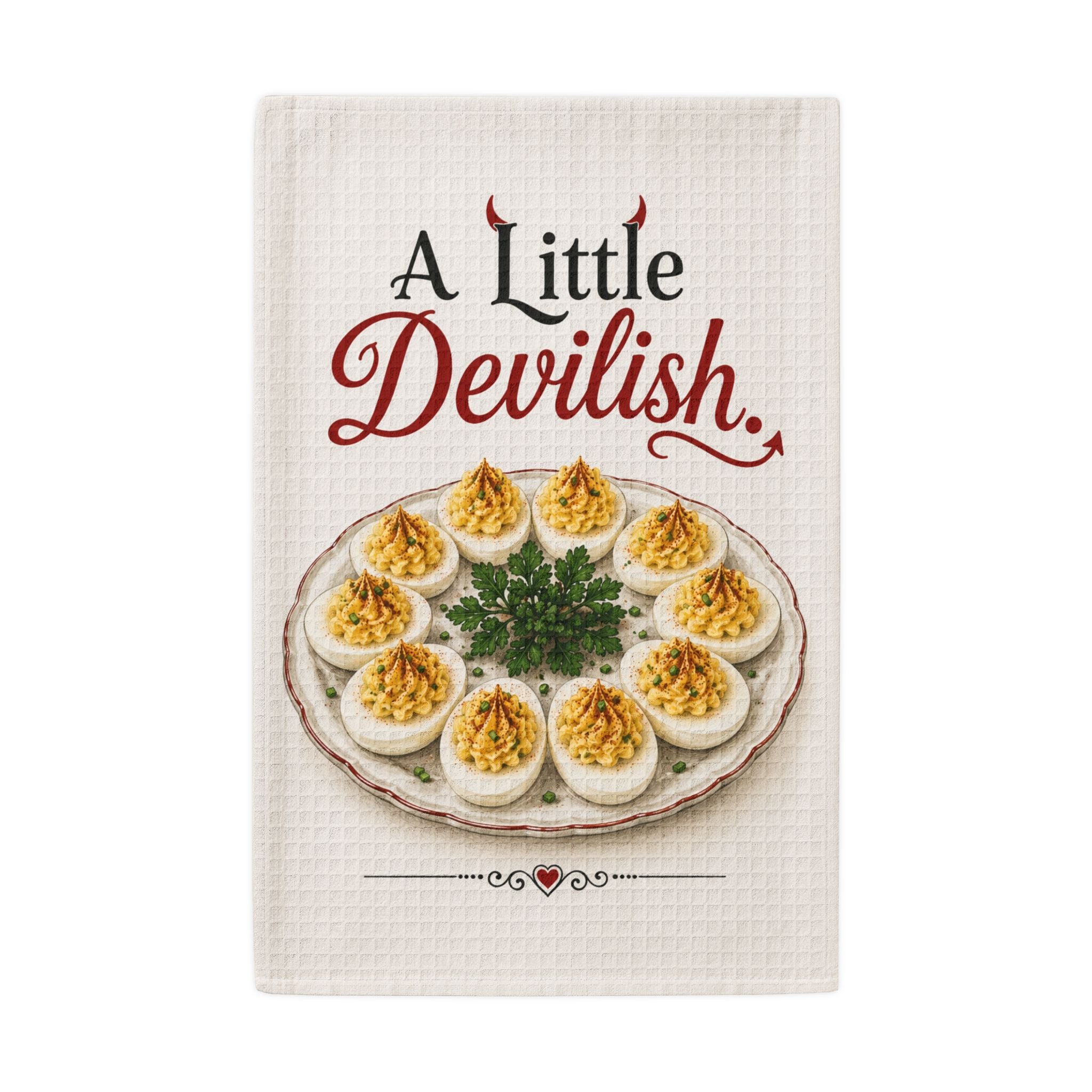 201 Ways to Fix an Egg - "A Little Devilish" Deviled Eggs Waffle Weave Tea Towel