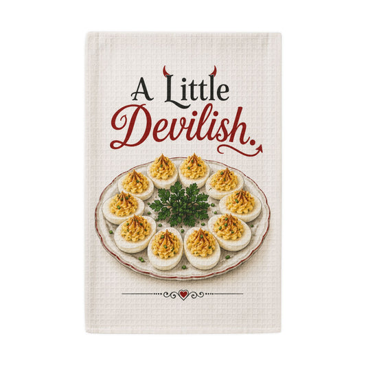 201 Ways to Fix an Egg - "A Little Devilish" Deviled Eggs Waffle Weave Tea Towel