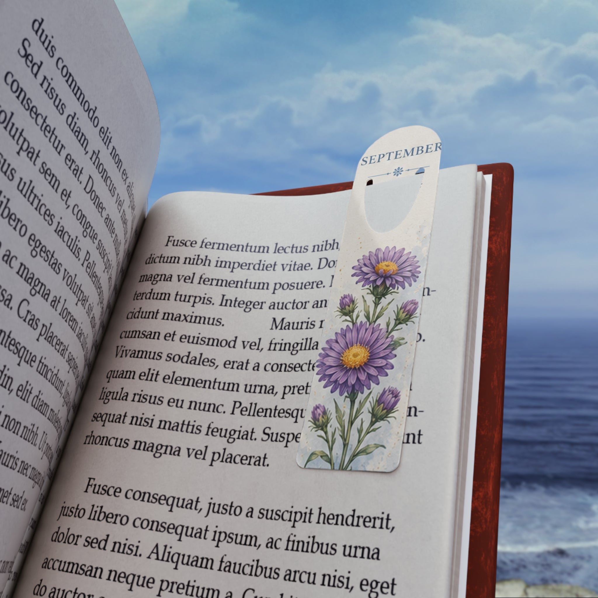 Bookmark (i) September Aster  – Floral Birth Month Metal Bookmark
