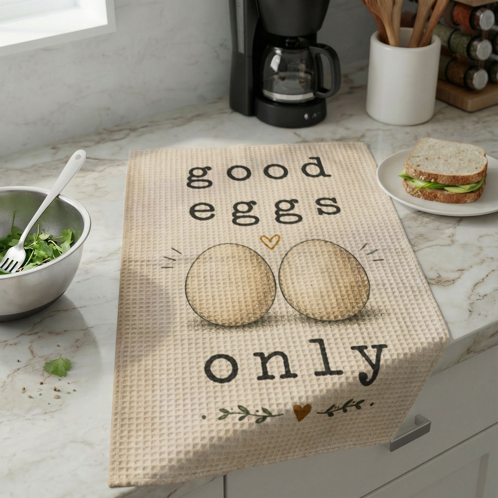 201 Ways to Fix an Egg - "Good Eggs Only" Waffle Weave Dish Towel