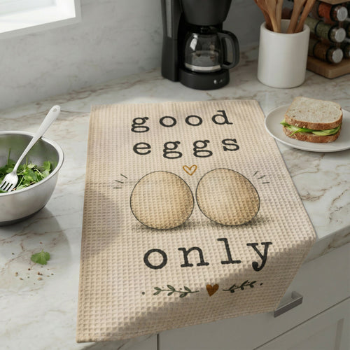 201 Ways to Fix an Egg - "Good Eggs Only" Waffle Weave Dish Towel