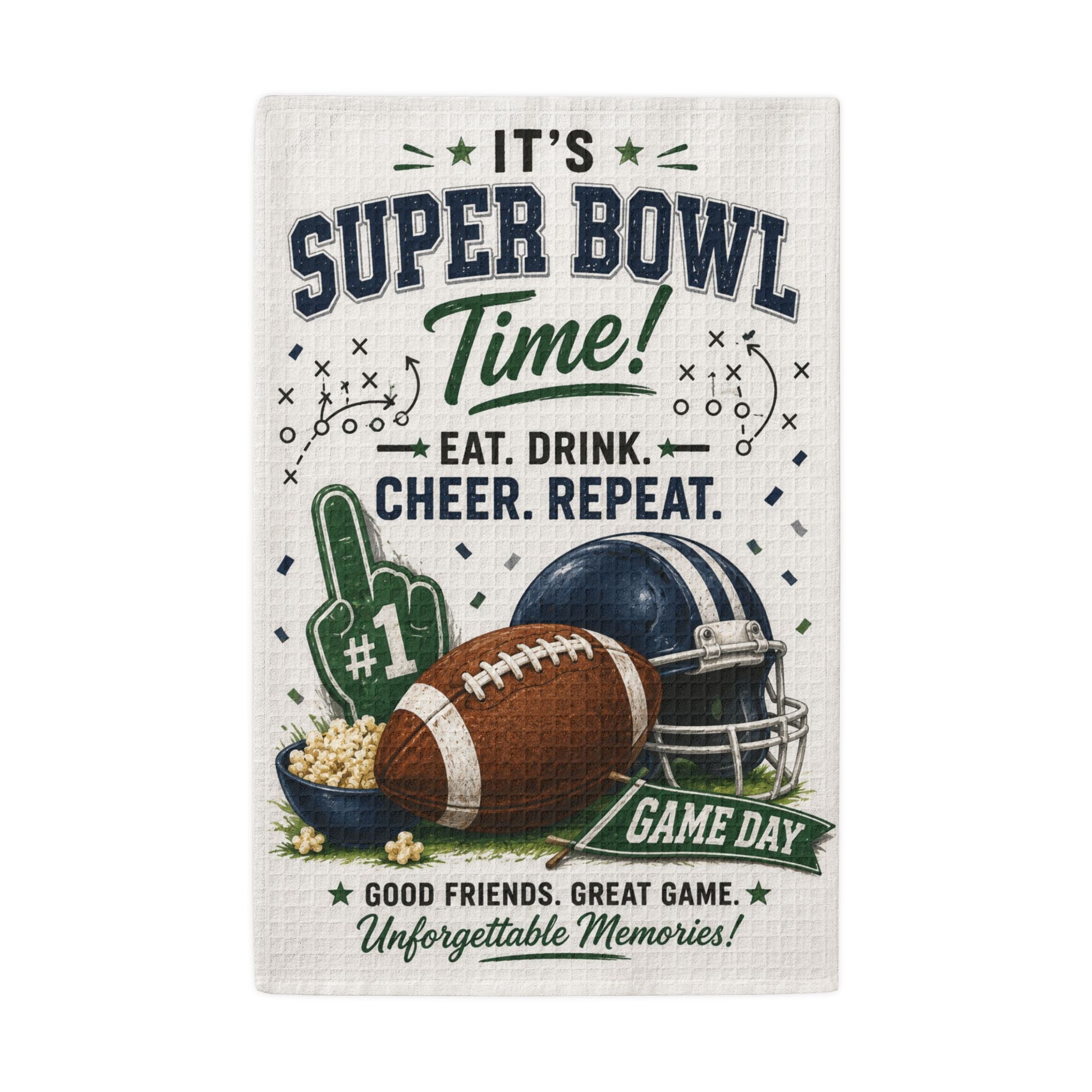 Great Ideas for Special Occasions January - December - Super Bowl Game Day Kitchen Towel — "It’s Super Bowl Time!" Waffle Weave